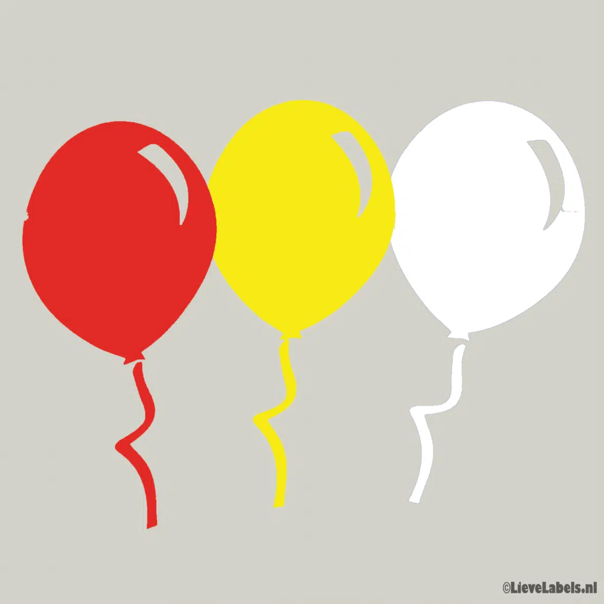 Herbruikbare statische raamsticker – Ballonnen Rood/Wit/Geel