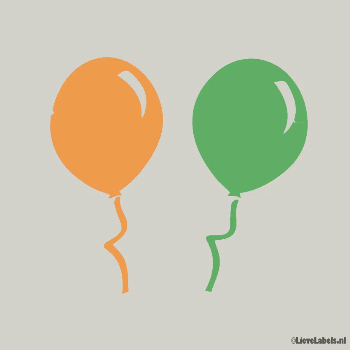 Herbruikbare statische raamsticker – Ballonnen Groen/Oranje