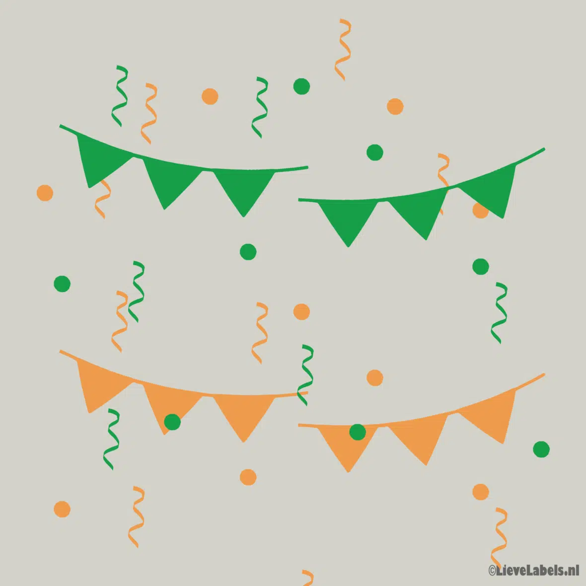 Herbruikbare statische raamsticker – Carnaval Groen/Oranje