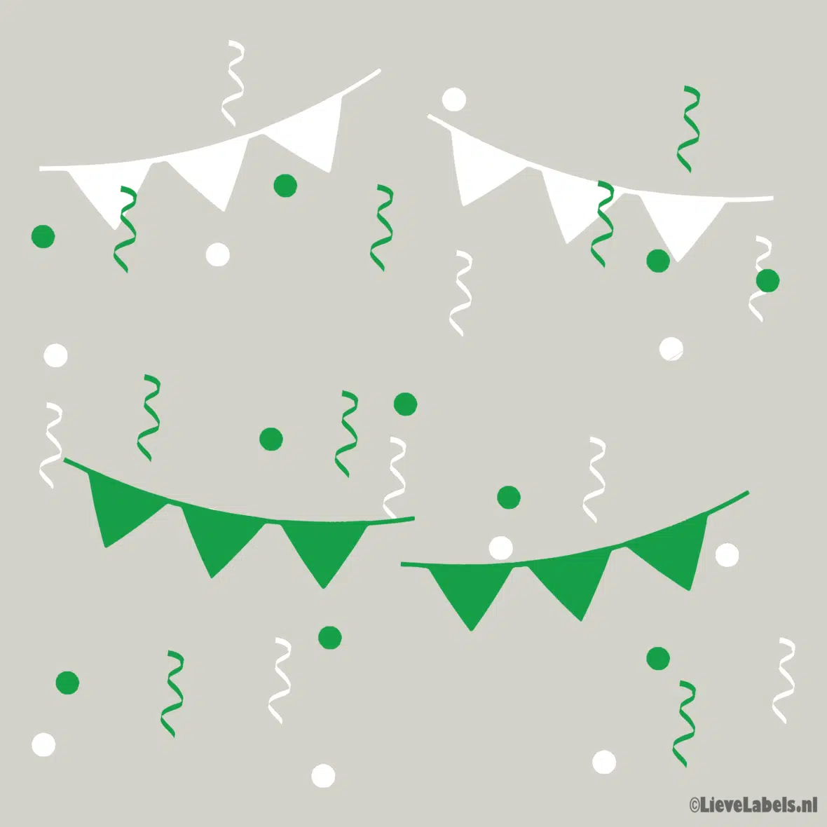Herbruikbare statische raamsticker – Carnaval Groen/Wit