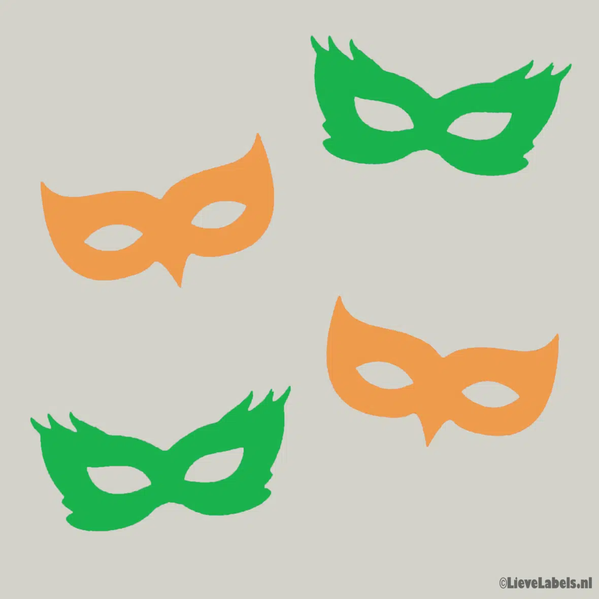 Herbruikbare statische raamsticker – Maskers Groen/Oranje