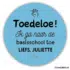 Traktatie sticker - Toedeloe