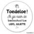 Traktatie sticker - Toedeloe